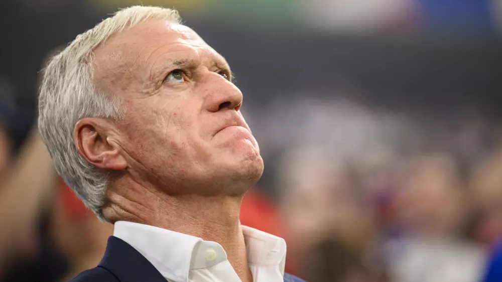 FILED - 09 July 2024, Bavaria, Munich: France coach Didier Deschamps looks up during the UEFA Euro 2024 Semi-final soccer match between Spain and France at Munich Football Arena. Deschamps, who guided France to World Cup glory in 2018, is set to step down as national team coach after the 2026 World Cup, French media reported late on&nbsp;07 January. Photo: Tom Weller/dpa