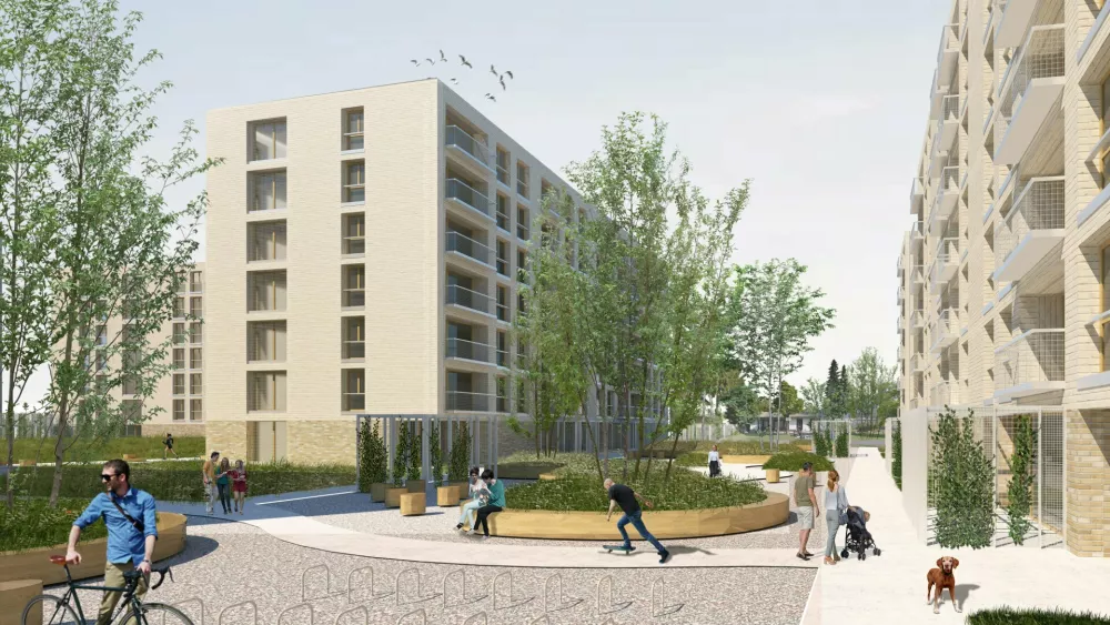 Trenutno največji projekt, ki ga razvija ljubljanski stanovanjski sklad, je soseska Mestni kare Pov&scaron;etova. Foto: Arhitekti Guzič Trplan