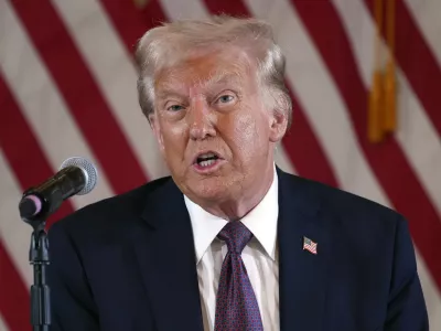 FILE - President-elect Donald Trump speaks at a meeting with Republican governors at Mar-a-Lago, on Jan. 9, 2025, in Palm Beach, Florida. (AP Photo/Evan Vucci, File)