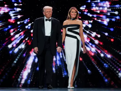 U.S. President Donald Trump and his wife First Lady Melania Trump attend the Liberty Ball on Inauguration Day of Donald Trump's second presidential term in Washington, U.S., January 20, 2025. REUTERS/Carlos Barria REFILE - QUALITY REPEAT