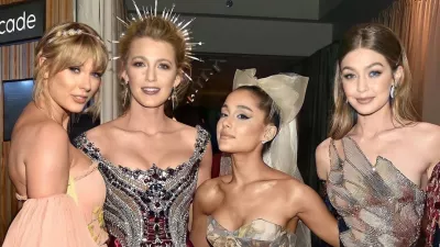 Pevka Taylor Swift, igralka Blake Lively, pevka Ariana Grande in manekenka Gigi Hadid. Foto: IG/Met Gala