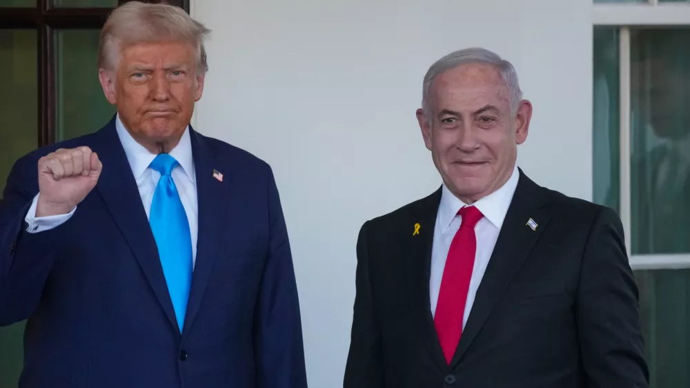 04 February 2025, US, Washington: US&nbsp;President Donald Trump receives Israeli Prime Minister Benjamin Netanyahu at the White House. Photo: Andrew Leyden/ZUMA Press Wire/dpa
