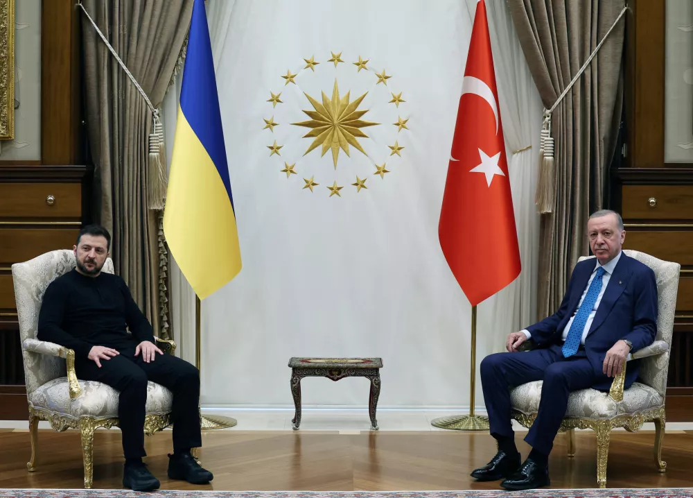 Turkey's President Tayyip Erdogan meets with Ukrainian President Volodymyr&nbsp;Zelenskiy in Ankara, Turkey, February 18, 2025. Murat Kula/Turkish Presidential Press Office/Handout via REUTERS ATTENTION EDITORS - THIS PICTURE WAS PROVIDED BY A THIRD PARTY. NO RESALES. NO ARCHIVES.