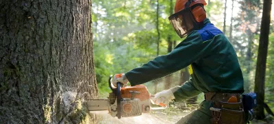 Marjan Dolenšek opozarja, da pri delu v gozdu in na splošno z motorno žago velja pravilo »hiti počasi in upoštevaj vsaj osnovna pravila za varno delo« tudi takrat, ko se zdi, da moramo kakšno stvar narediti na horuk. / Foto: Jošt Bukovec