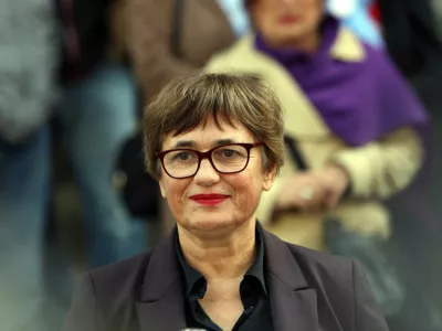 Nata&scaron;a Sukič, kandidatka za ljubljansko županjo in poslanka Levica - 19.10.2022 &ndash; Lokalne volitve 2022 - predstavitev kandidatke za ljubljansko županjo Nata&scaron;o Sukić z podporo stranke Levica //FOTO: Tomaž Skale