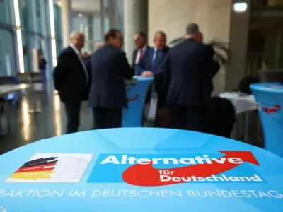 Alternative for Germany (AfD) members arrive for a fraction meeting following the German general elections in Berlin, Germany, February 25, 2025. REUTERS/Lisi Niesner