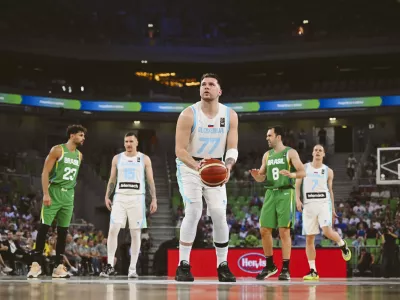 Luka Dončić28.06.2024 - Pripravljalna tekma v ko&scaron;arki, Slovenija: Brazilija, Stožice. FOTO: Nik Erik Neubauer