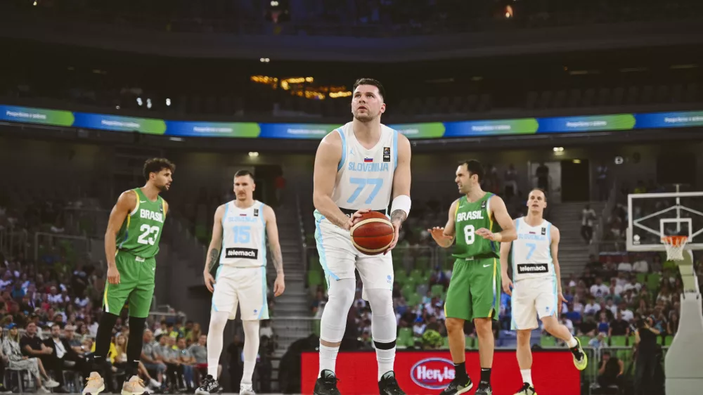 Luka Dončić28.06.2024 - Pripravljalna tekma v ko&scaron;arki, Slovenija: Brazilija, Stožice. FOTO: Nik Erik Neubauer