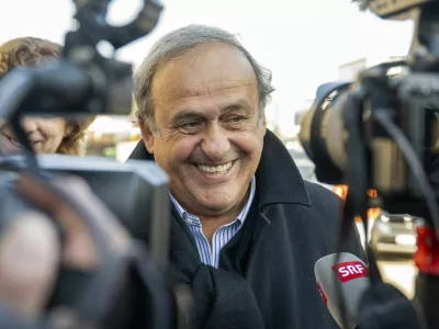 Former UEFA President, Michel Platini leaves the special appeals court in Muttenz, Switzerland, Monday, March 3, 2025. (Urs Flueeler/Keystone via AP)