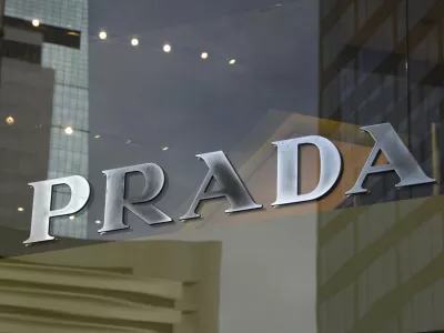 A logo of Prada is seen at a store in Hong Kong on June 12, 2011. (AP Photo/Vincent Yu)