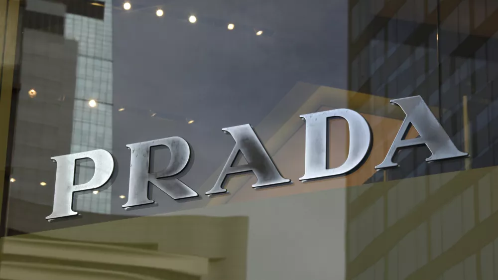 A logo of Prada is seen at a store in Hong Kong on June 12, 2011. (AP Photo/Vincent Yu)