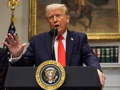 FILE PHOTO: U.S. President Donald Trump makes an announcement about an investment from Taiwan Semiconductor Manufacturing Company (TSMC), in the Roosevelt Room at the White House in Washington, D.C., U.S., March 3, 2025. REUTERS/Leah Millis/File Photo