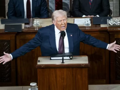 04 March 2025, US, Washington: US President Donald Trump gives a speech at a joint session of Congress at the U.S. Capitol in Washington Photo: Michael Brochstein/ZUMA Press Wire/dpa
