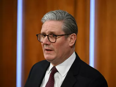British Prime Minister Keir Starmer attends a press conference following a virtual summit video conference at 10 Downing Street on March 15, 2025 in London, Britain. The call with European and world leaders was held to discuss the future of a peace plan in Ukraine.   Leon Neal/Pool via REUTERS