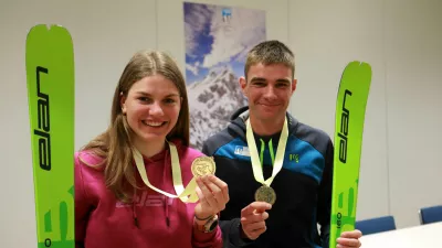 Svetovna prvaka v vzponu Klara Velepec in Klemen &Scaron;panring / Foto: Tomaž Skale