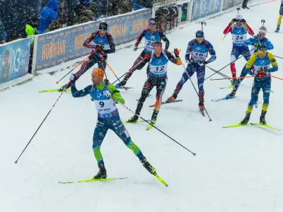 Pokljuka, Rudno polje.Svetovni pokal v biatlonu na Pokljuki - skupinski start za moske.Slovenski biatlonec Jakov Fak je osvojil 19. mesto.