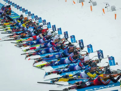 Pokljuka, Rudno polje.Svetovni pokal v biatlonu na Pokljuki - skupinski start za moske.