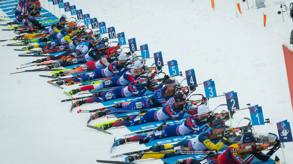 Pokljuka, Rudno polje.Svetovni pokal v biatlonu na Pokljuki - skupinski start za moske.