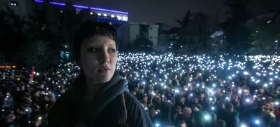 15 minut tišine na trgu Slavija15.3.2025 - Beograd - Srbija - študentski protest - največji shod v zgodovini SrbijeFoto: Luka Cjuha