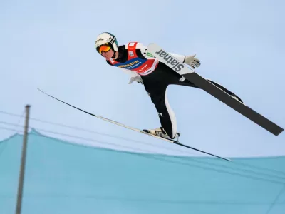 Ski Jumping - FIS Ski Jumping World Cup - Vikersund, Norway - March 15, 2025 Slovenia's Domen Prevc in action during the men's Individual HS240 Terje Bendiksby/NTB via REUTERS ATTENTION EDITORS - THIS IMAGE WAS PROVIDED BY A THIRD PARTY. NORWAY OUT. NO COMMERCIAL OR EDITORIAL SALES IN NORWAY.