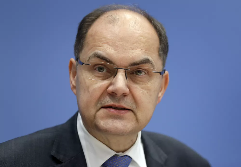 File - In this Tuesday, Jan. 3, 2017 file photo Christian Schmidt, at this time German Minister of Food and Agriculture, addresses the media during a news conference in Berlin, Germany. Christian Schmidt is candidate for the post of High Representative of the International Community in Bosnia and Herzegovina. (AP Photo/Michael Sohn, file)
