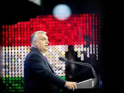 Hungarian Prime Minister Viktor Orban delivers his annual State of the Nation speech, in Budapest, Hungary, February 22, 2025. MTI/PM Office/Zoltan Fischer/Pool via REUTERS