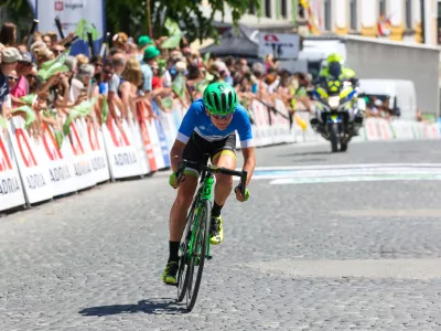 Jaka Primožič- 24. kolesarska dirka Po Sloveniji 2017 - 4. etapa od Roga&scaron;ke Slartine v Novo Mesto (158,2 km) - cilj//FOTO: Bojan Velikonja 