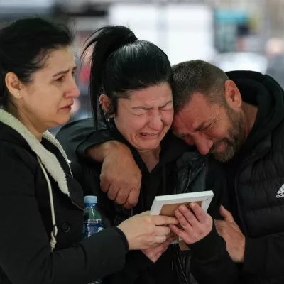 Families and friends grieve for victims at the main square following a fire at the Pulse nightclub that resulted in dozens of deaths in the town of Kocani, North Macedonia, March 18, 2025. REUTERS/Alexandros Avramidis