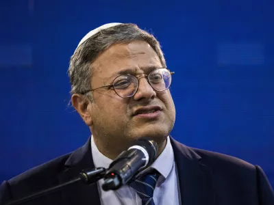 FILED - 10 November 2022, ---, Jerusalem: Israeli Minister of National Security Itamar Ben-Gvir speaks during a memorial ceremony for late controversial Rabbi Meir Kahane. Hardline former security minister Itamar Ben-Gvir and his right-wing extremist party are returning to Prime Minister Benjamin Netanyahu's Israeli government. Photo: Ilia Yefimovich/dpa