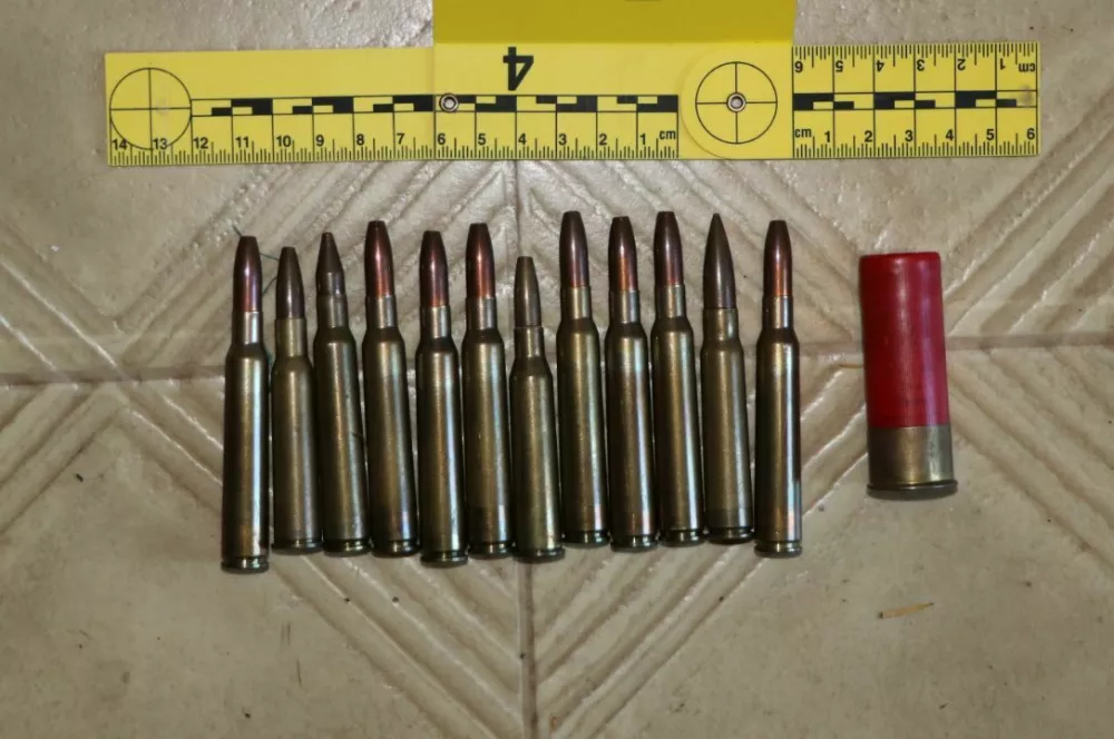 v hi&scaron;nih preiskavah so zasegli tudi nekaj nabojev