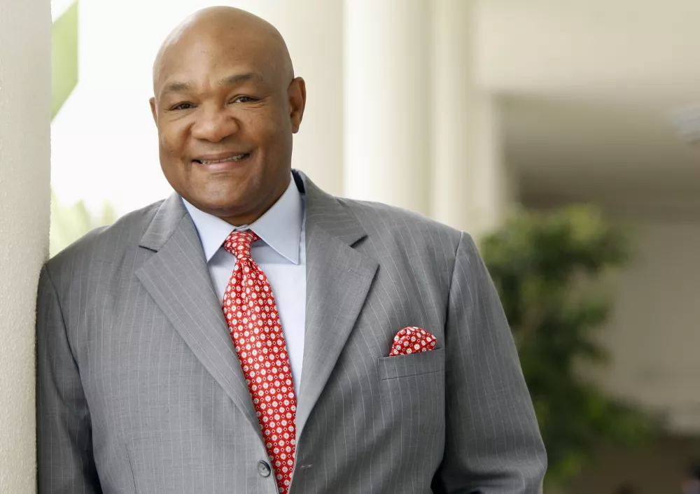 FILE - Former heavyweight champion George Foreman Sr. poses for a portrait during the Television Critics Association summer press tour in Beverly Hills, Calif. on Wednesday, July 9, 2008. (AP Photo/ Matt Sayles, File)