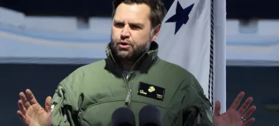 U.S. Vice President JD Vance speaks during a visit to Marine Corps Base Quantico in Quantico, Virginia, U.S., March 26, 2025. REUTERS/Kevin Lamarque