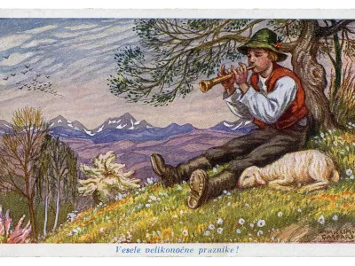 Pastirček je velikonočna razglednica iz leta 1922. Foto: dokumentacija SEM