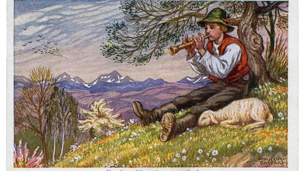 Pastirček je velikonočna razglednica iz leta 1922. Foto: dokumentacija SEM