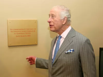 Britain's King Charles unveils a plaque to commemorate the visit at Somerset House, London, Britain, March 26, 2025 Chris Jackson/Pool via REUTERS