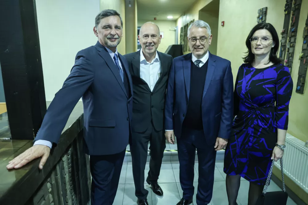 Miran Lesjak, Bojan Petan, Matjaž Han, Tatjana Tanackovič- 27.03.2025 - Dnevnikova prireditev Zlata nit//FOTO: Jaka Gasar