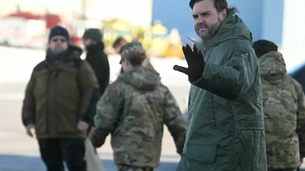 U.S Vice President JD Vance arrives at the U.S. military's Pituffik Space Base in Greenland on March 28, 2025. Jim Watson/Pool via REUTERS