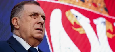 FILE PHOTO: President of Republika Srpska (Serb Republic) Milorad Dodik attends a protest in Banja Luka, Bosnia and Herzegovina, February 25, 2025. REUTERS/Amel Emric/File Photo