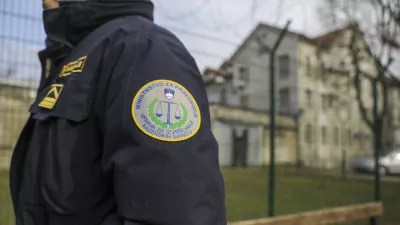 13.2.2025 protestni shod pravosodnih policistov in drugih strokovnih delavcev zavodov za prestajanje kazni zapora (ZPKZ) zapor Pov&scaron;etova - pravosodni policistFoto: Luka Cjuha