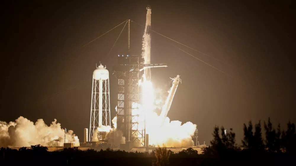 SpaceX's Falcon 9 rocket is launched, carrying four commercial astronauts into a 90-degree inclination polar orbit on the Fram2 mission at the Kennedy Space Center in Cape Canaveral, Florida, U.S., March 31, 2025. REUTERS/Joe Skipper