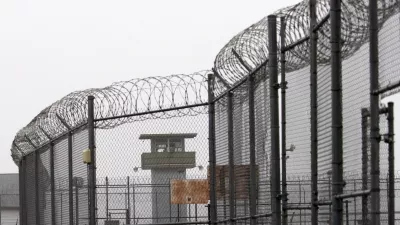 FILE - A guard tower and barbed wire fencing stand outside Sing Sing, Sunday, Feb. 16, 2020 in Ossining, N.Y. (AP Photo/Mark Lennihan, File)