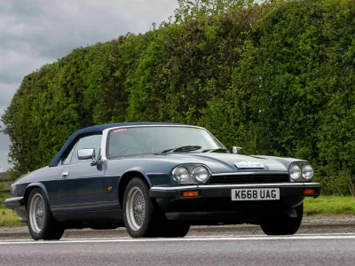 2PPWFRB Bicester,Oxon,UK - April 23rd 2023. 1992 JAGUAR XJS car travelling on an English country road