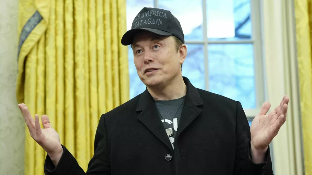 FILE - Elon Musk speaks during an event with President Donald Trump in the Oval Office at the White House, Feb. 11, 2025, in Washington. (AP Photo/Alex Brandon, File)