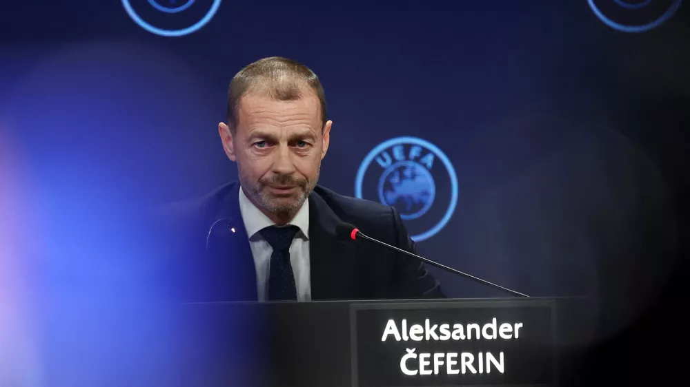 Soccer Football - 49th UEFA Ordinary Congress - Sava Congress Centar, Belgrade, Serbia - April 3, 2025 UEFA President Aleksander Ceferin during a press conference REUTERS/Zorana Jevtic