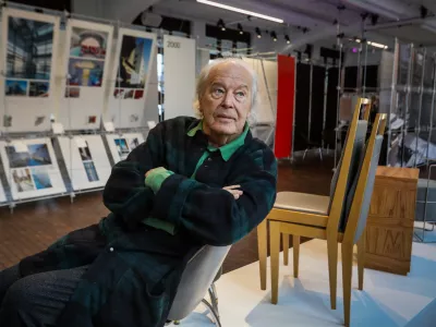 - arhitekt in predavatelj Boris Podrecca,- 30.01.2025. -Vodeni ogled za novinarje razstave Boris Podrecca: Delto reke spremeniti v morje.//FOTO: Bojan Velikonja / Foto: Bojan Velikonja