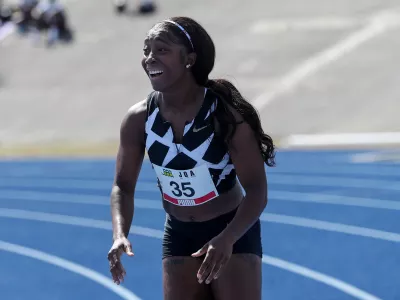 Athletics - Jamaica Olympic Destiny Track Meet - Kingston, Jamaica - June 5, 2021 Jamaica's Shelly-Ann Fraser-Pryce reacts after the women's 100m. Two-time Olympic 100m champion Fraser-Pryce clocked the world&acirc;&euro;&trade;s fastest women&acirc;&euro;&trade;s 100m in nearly 33 years and the fourth-best time in history REUTERS/Gilbert Bellamy   TPX IMAGES OF THE DAY