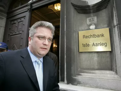 Belgium's Prince Laurent leaves the tribunal in Hasselt January 9, 2007. Prince Laurent, the youngest son of Belgium's King Albert, has been called as a witness in a navy fraud trial that has put the monarchy in an embarrassing light and raised questions about public funding of the royal family. REUTERS/Thierry Roge (BELGIUM)