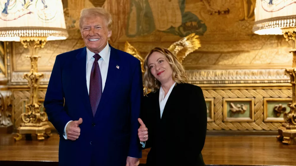 U.S. President-elect Donald Trump meets with Italian Prime Minister Giorgia Meloni at Mar-a-Lago in Palm Beach, Florida, U.S. January 4, 2025. Italian Government/Handout via REUTERS THIS IMAGE HAS BEEN SUPPLIED BY A THIRD PARTY. NO RESALES. NO ARCHIVES. MANDATORY CREDIT.
