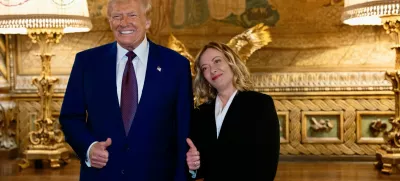 U.S. President-elect Donald Trump meets with Italian Prime Minister Giorgia Meloni at Mar-a-Lago in Palm Beach, Florida, U.S. January 4, 2025. Italian Government/Handout via REUTERS THIS IMAGE HAS BEEN SUPPLIED BY A THIRD PARTY. NO RESALES. NO ARCHIVES. MANDATORY CREDIT.