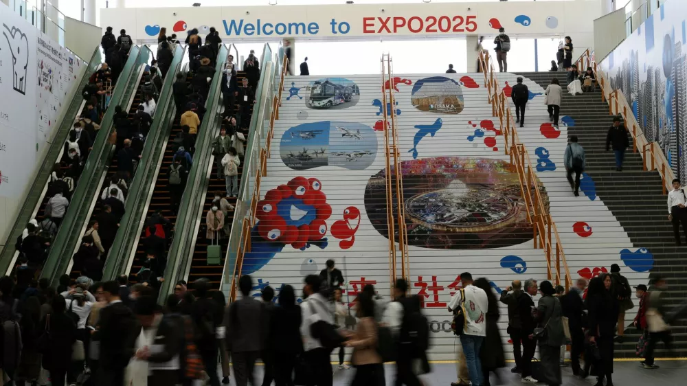 Visitors make their way at Yumeshima Station connecting the Expo 2025 venue during a media day ahead of public opening day of the Expo in Osaka, Japan April 9, 2025.REUTERS/Kim Kyung-Hoon